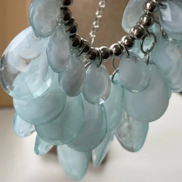 Smoky Light Blue Teardrop Statement Necklace - Picture 3 of 8